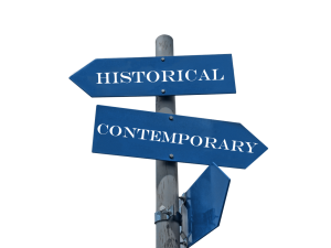 roadsign with arrows pointing toward historical and contemporary